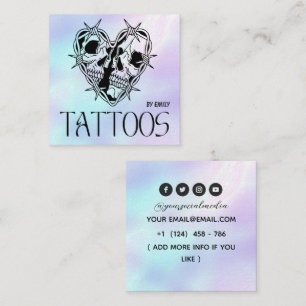 Celestial Butterfly Tattoo Salon Holographic Square Business Card