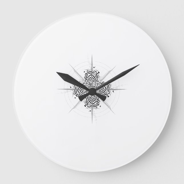 Celestial Calligraphy Mandala - Premium Wall Clock (Front)