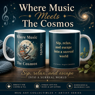 Celestial Canine Pianist Music Meets the Cosmos Coffee Mug