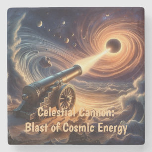Celestial Cannon: Blast of Cosmic Energy Stone Coaster