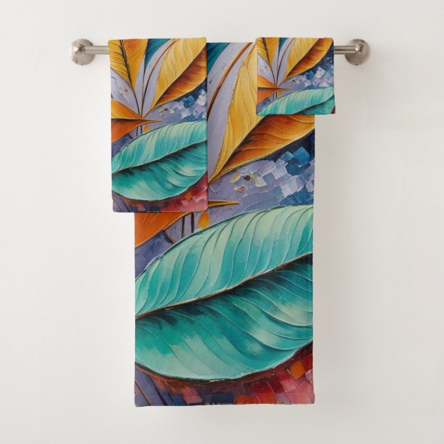 Celestial Canopy | Sun & Sky Leaf Design Bath Towel Set (Insitu)