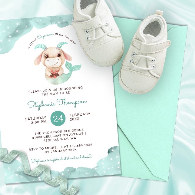 Celestial Capricorn Astrology Sign Baby Shower Invitation (Celestial Capricorn Astrology Sign Baby Shower Invitation)