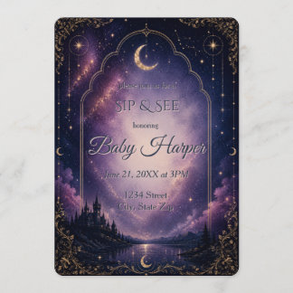 Celestial Castle Moon & Stars Sip and See Invitation