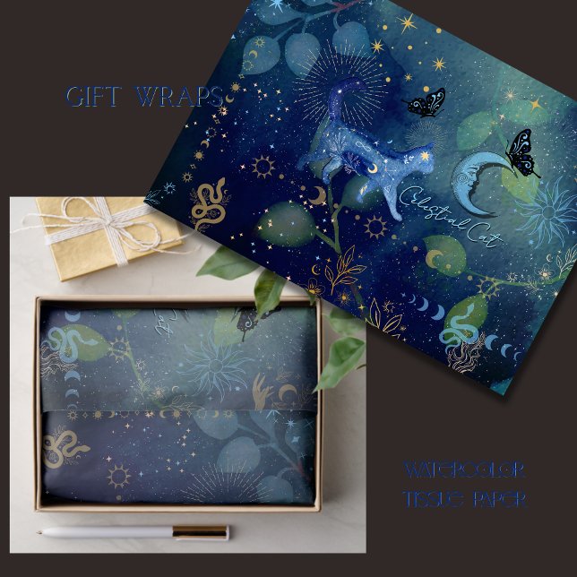 Celestial Cat & Moon Mystical Tissue Paper (Celestial Cat & Moon Mystical Tissue Paper)