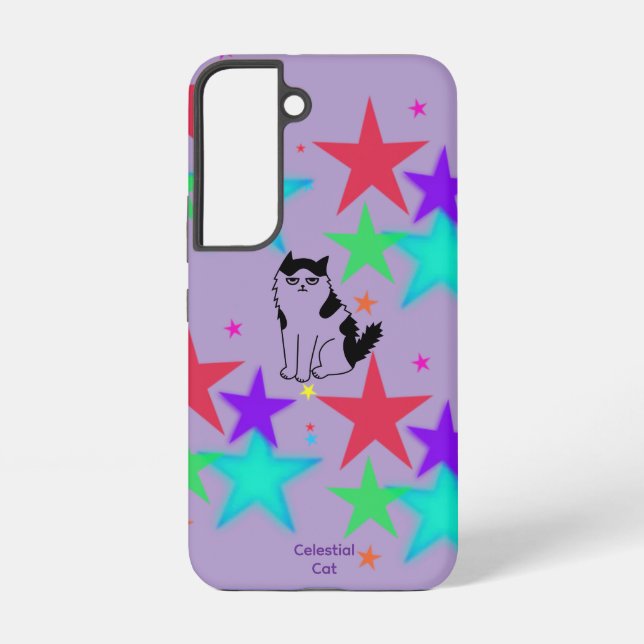 Celestial Cat Samsung Galaxy Phone Case – Purple (Back)