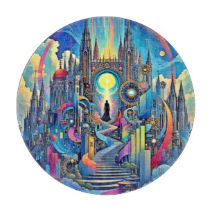 Celestial Cathedral Cityscape Cutting Board