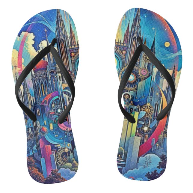 Celestial Cathedral Cityscape Jandals (Footbed)