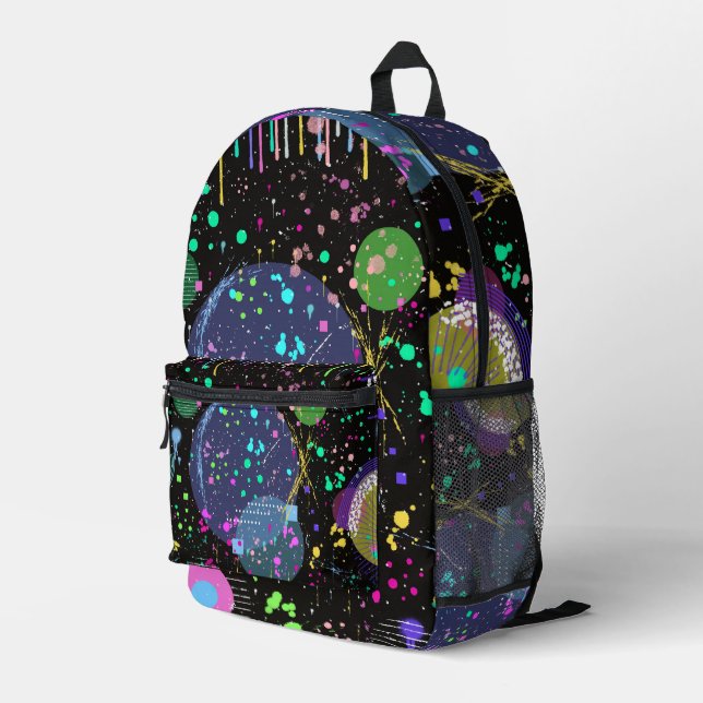 Celestial Celebrations: Maximalist Abstract Art  Printed Backpack (Back Corner Right)