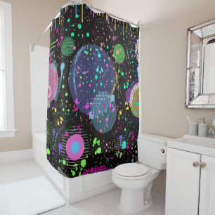 Celestial Celebrations: Maximalist Abstract Art  Shower Curtain