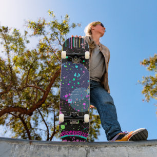 Celestial Celebrations: Maximalist Abstract Art Skateboard