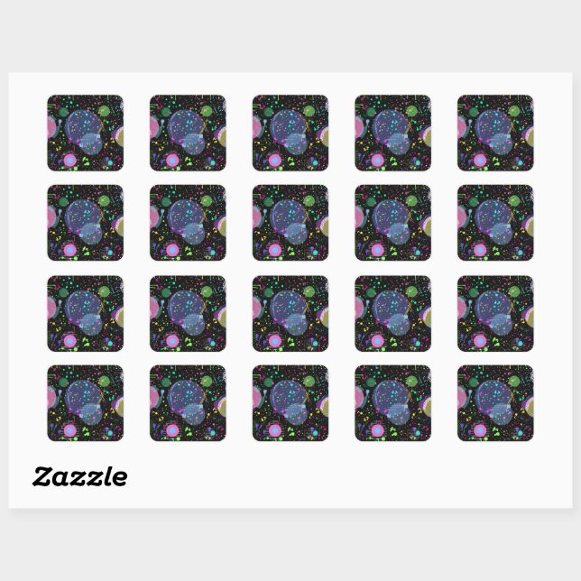 Celestial Celebrations: Maximalist Abstract Art  Square Sticker (Sheet)