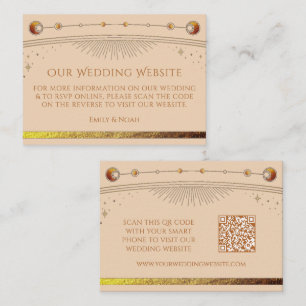 Celestial Champagne Wedding Website RSVP QR Code Enclosure Card