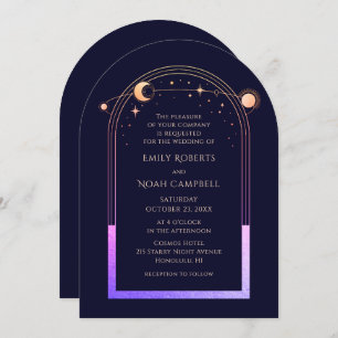 Celestial Chic Rainbow Blue Sun Moon Stars Space Invitation