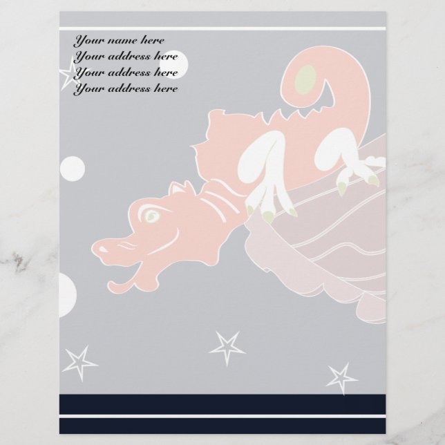 Celestial Chinese Dragon Moonlit Fantasy Art Letterhead Design (Front)