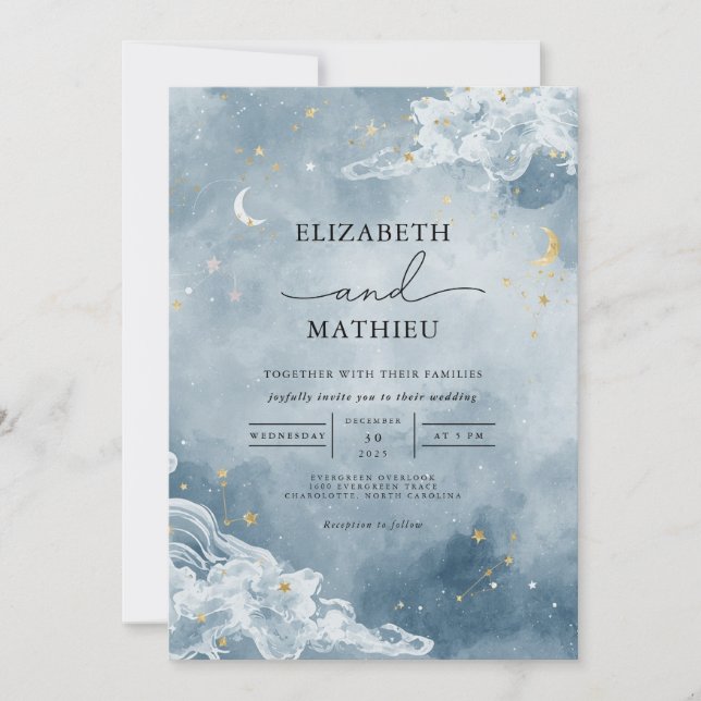 Celestial Cloud Dream Wedding Invitation (Front)