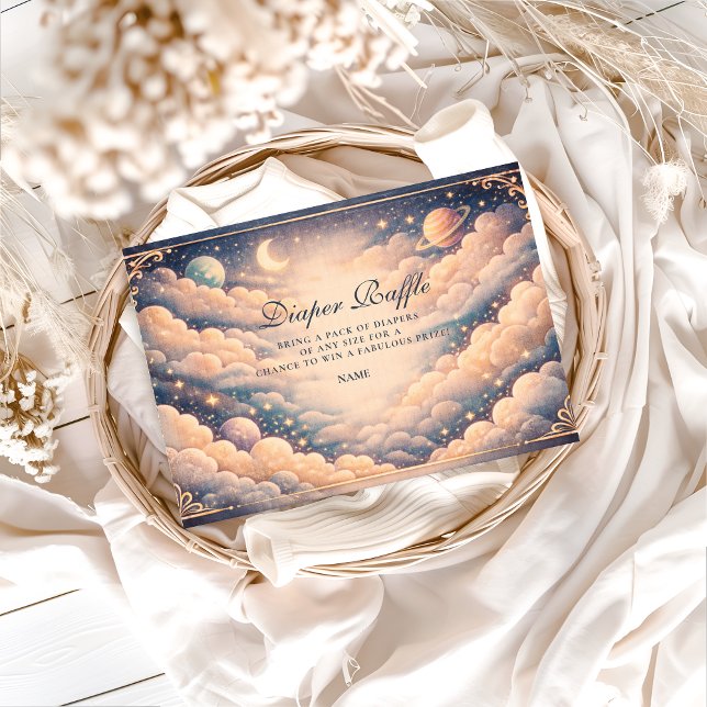 Celestial Clouds Stars Baby Shower Diapper Raffle Enclosure Card (Creator Uploaded)
