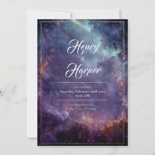 Celestial Cloudscape Wedding Invitation (Front)