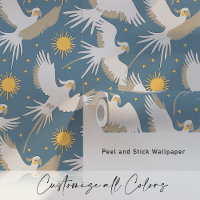 Celestial Cockatoos on Twilight Blue