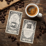 Celestial Coffee Shop | Vintage Celestial Business Card<br><div class="desc">Create a memorable brand identity with this vintage celestial coffee shop business card, designed with an elegant mystical tarot-inspired illustration. The ornate antique frame surrounds a beautifully detailed coffee cup with rising steam forming a crescent moon, symbolizing warmth, creativity, and artisan coffee culture. Perfect for coffee shops, cafés, baristas, espresso...</div>