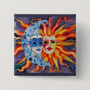 Celestial Comedy and Tragedy 15 Cm Square Badge