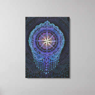 Celestial Compass Mandala Canvas Print