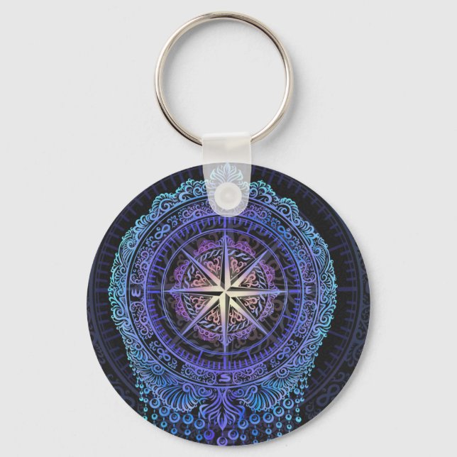 Celestial Compass Mandala Key Ring (Front)