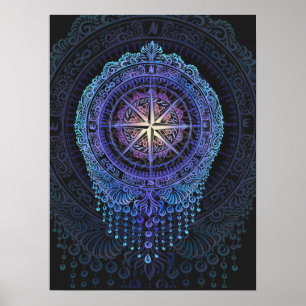 Celestial Compass Mandala Poster