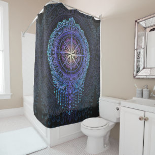 Celestial Compass Mandala Shower Curtain