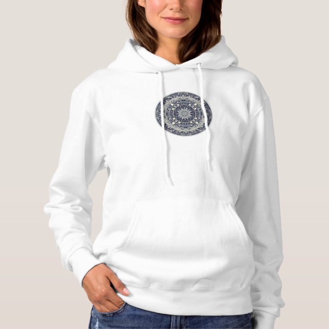 Celestial Compass Mandala Star Pattern Art Hoodie (Front)