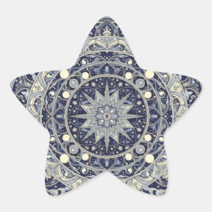 Celestial Compass Mandala Star Pattern Art Sticker