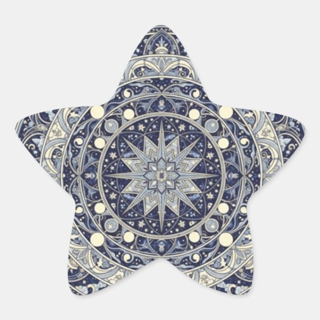 Celestial Compass Mandala Star Pattern Art Sticker (Front)