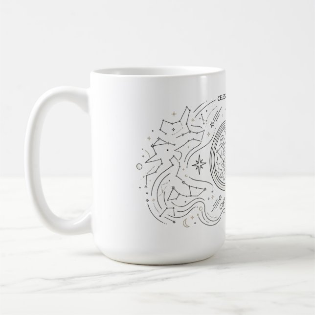 Celestial Constellation Line Art Minimalist Star M Coffee Mug (Left)