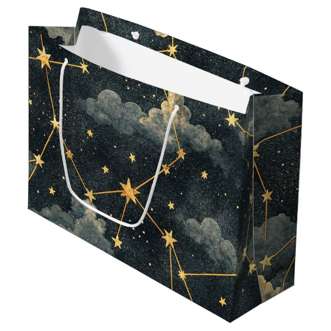 Celestial Constellation Star Pattern (1) Large Gift Bag (Front Angled)