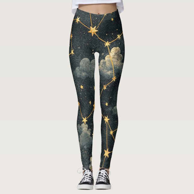Celestial Constellation Star Pattern (1) Leggings (Front)