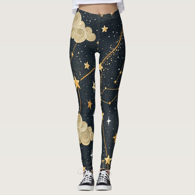 Celestial Constellation Star Pattern (2) Leggings (Front)