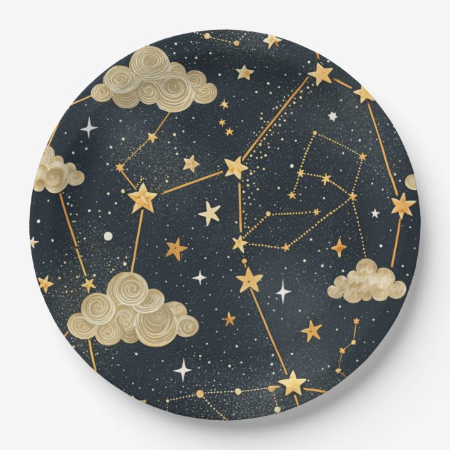 Celestial Constellation Star Pattern (2) Paper Plate (Front)