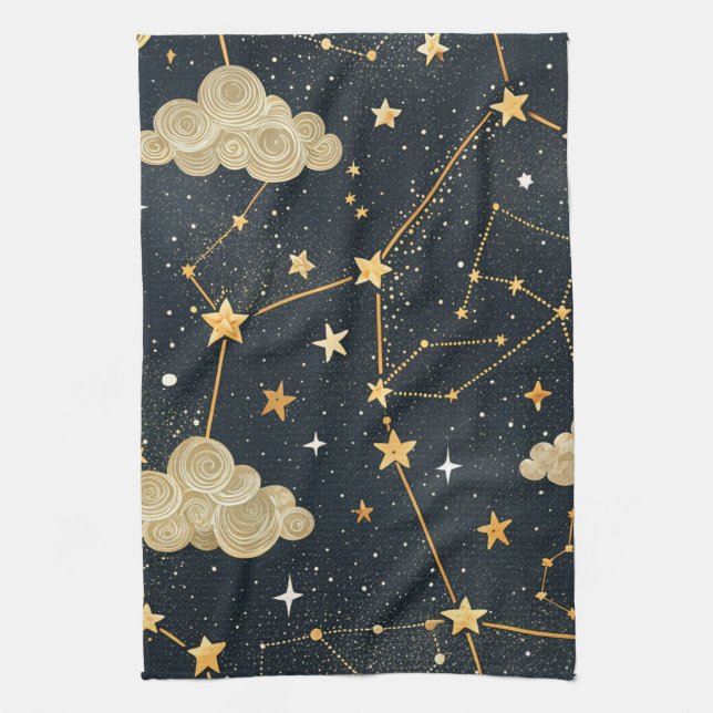 Celestial Constellation Star Pattern (2) Tea Towel (Vertical)