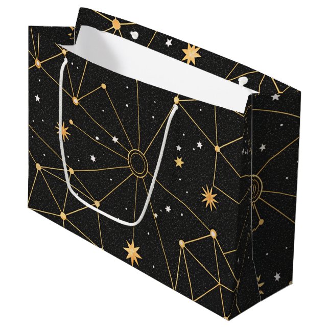 Celestial Constellation Star Pattern (3) Large Gift Bag (Front Angled)