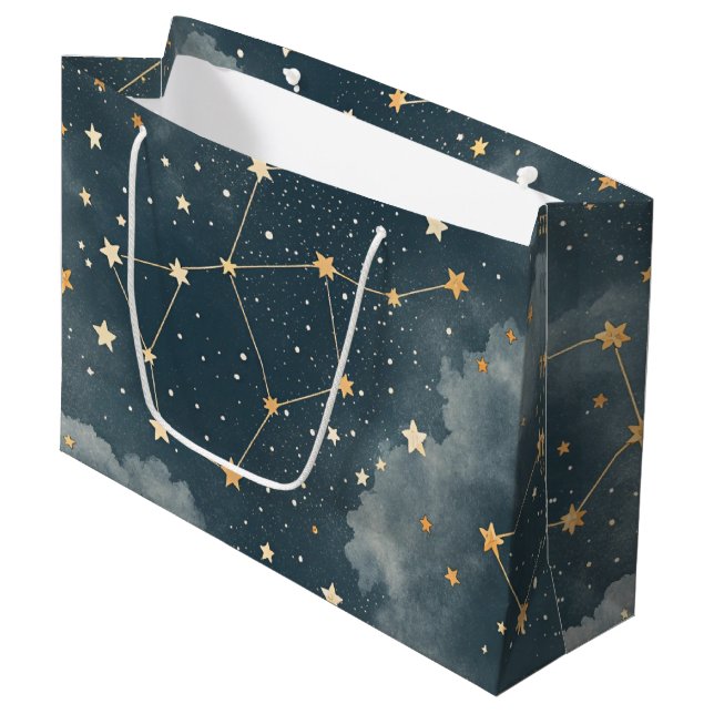 Celestial Constellation Star Pattern (4) Large Gift Bag (Front Angled)
