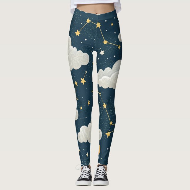 Celestial Constellation Star Pattern (6) Leggings (Front)