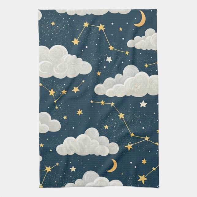 Celestial Constellation Star Pattern (6) Tea Towel (Vertical)