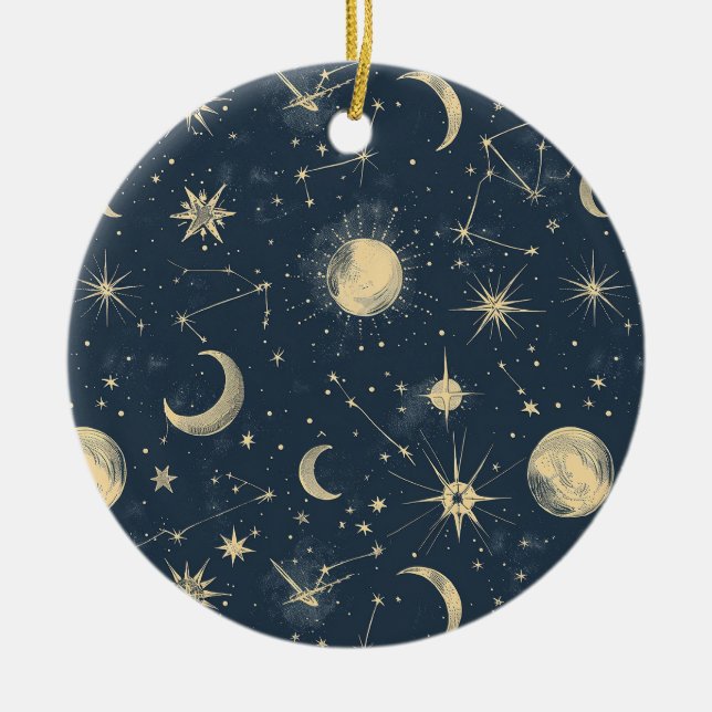 Celestial Constellation - Starry Night (3) Ceramic Tree Decoration (Front)