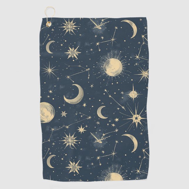 Celestial Constellation - Starry Night (3) Golf Towel (Front)