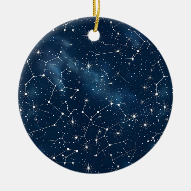 Celestial Constellation - Starry Night (4) Ceramic Tree Decoration (Front)