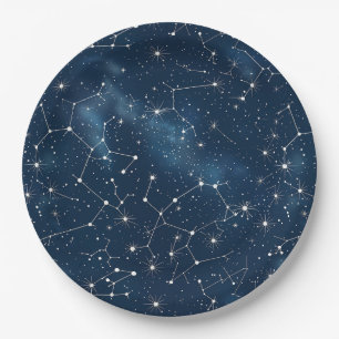 Celestial Constellation - Starry Night (4) Paper Plate