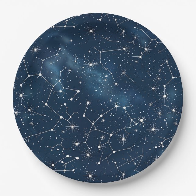 Celestial Constellation - Starry Night (4) Paper Plate (Front)