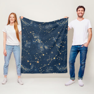 Celestial Constellation - Starry Night (5) Fleece Blanket