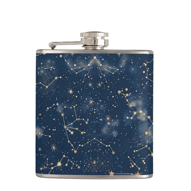 Celestial Constellation - Starry Night (5) Hip Flask (Front)