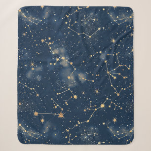 Celestial Constellation - Starry Night (5) Sherpa Blanket