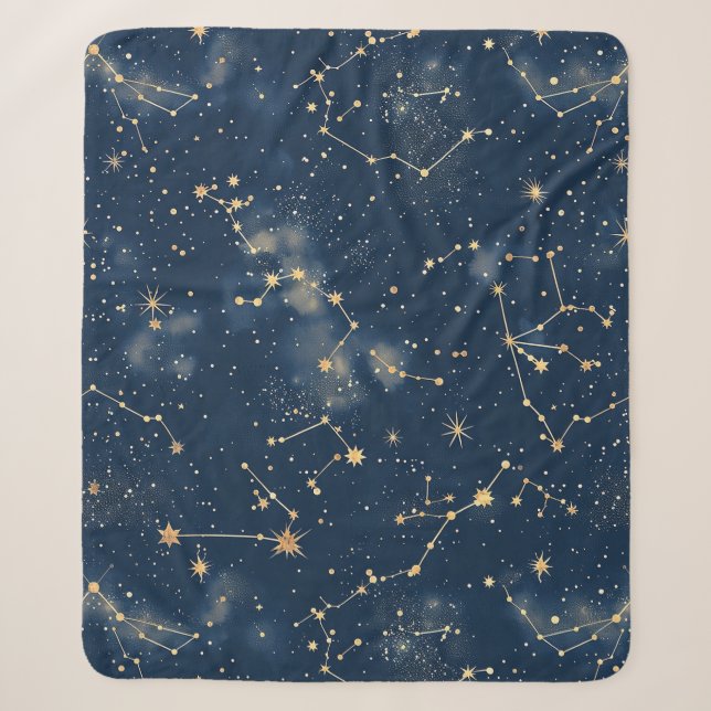 Celestial Constellation - Starry Night (5) Sherpa Blanket (Front)